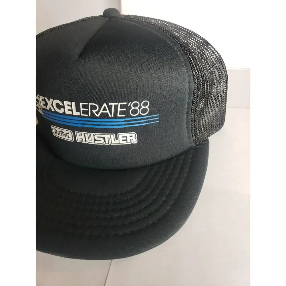 Vintage 80s 1988 Hustler Turf Mowers Ball Cap Truckers Mesh Hat Logo Racing